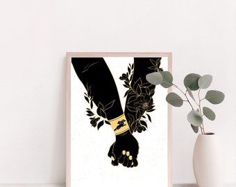 Hades and Persephone rulers of the underworld giclee art print ~ mythology art, wall art, home decor, greek goddess art, silhouette art,