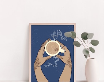 Henna chai tea giclee art print ~ chai tea art, tea lovers gift, tea drinker, coffee shop wall art, tea kitchen decor, tea bar decor,