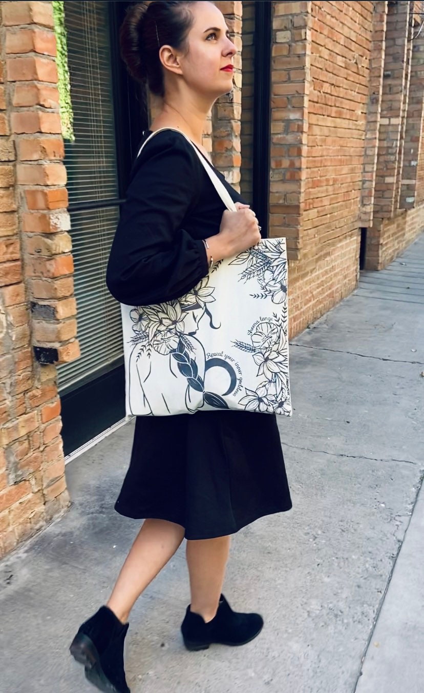 Organic cotton goddess tote bag ~ goddess of harvest, reusable bag, purse, gift for her, art, cotton bag, eco friendly tote, shopping bag,