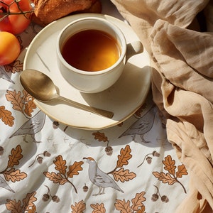 Autumn hand drawn cotton kitchen Tea Towel, farmhouse decor, cottage kitchen, cozy autumn, cottage core gift, autumnal, cabin core decor,