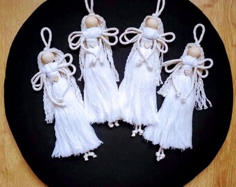 Handmade macrame angel decoration for Christmas