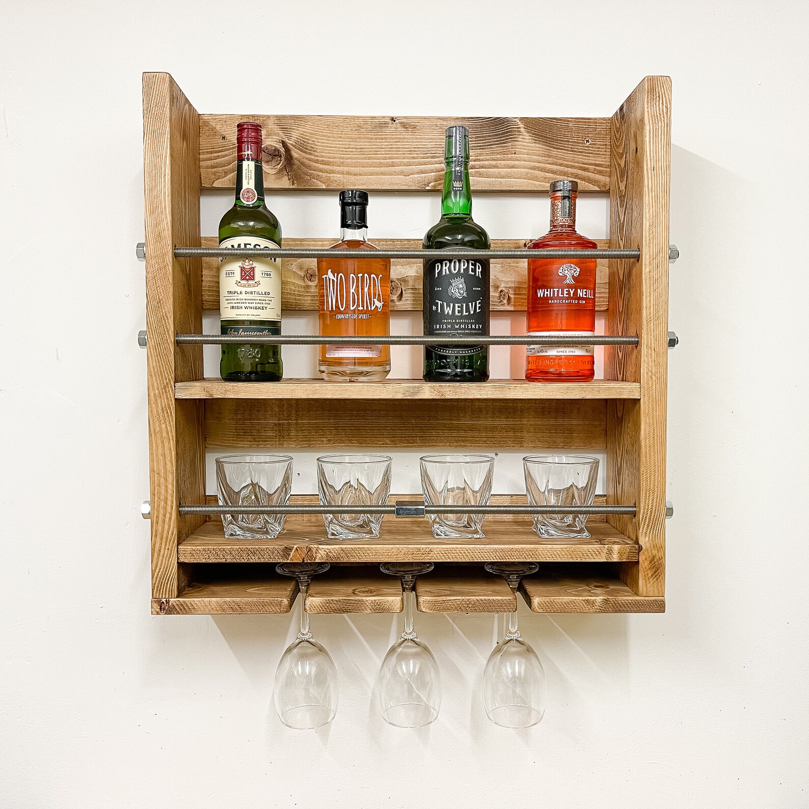 Wall Mounted Gin Bar with Shelf Wine Rack Cocktail Bar Etsy