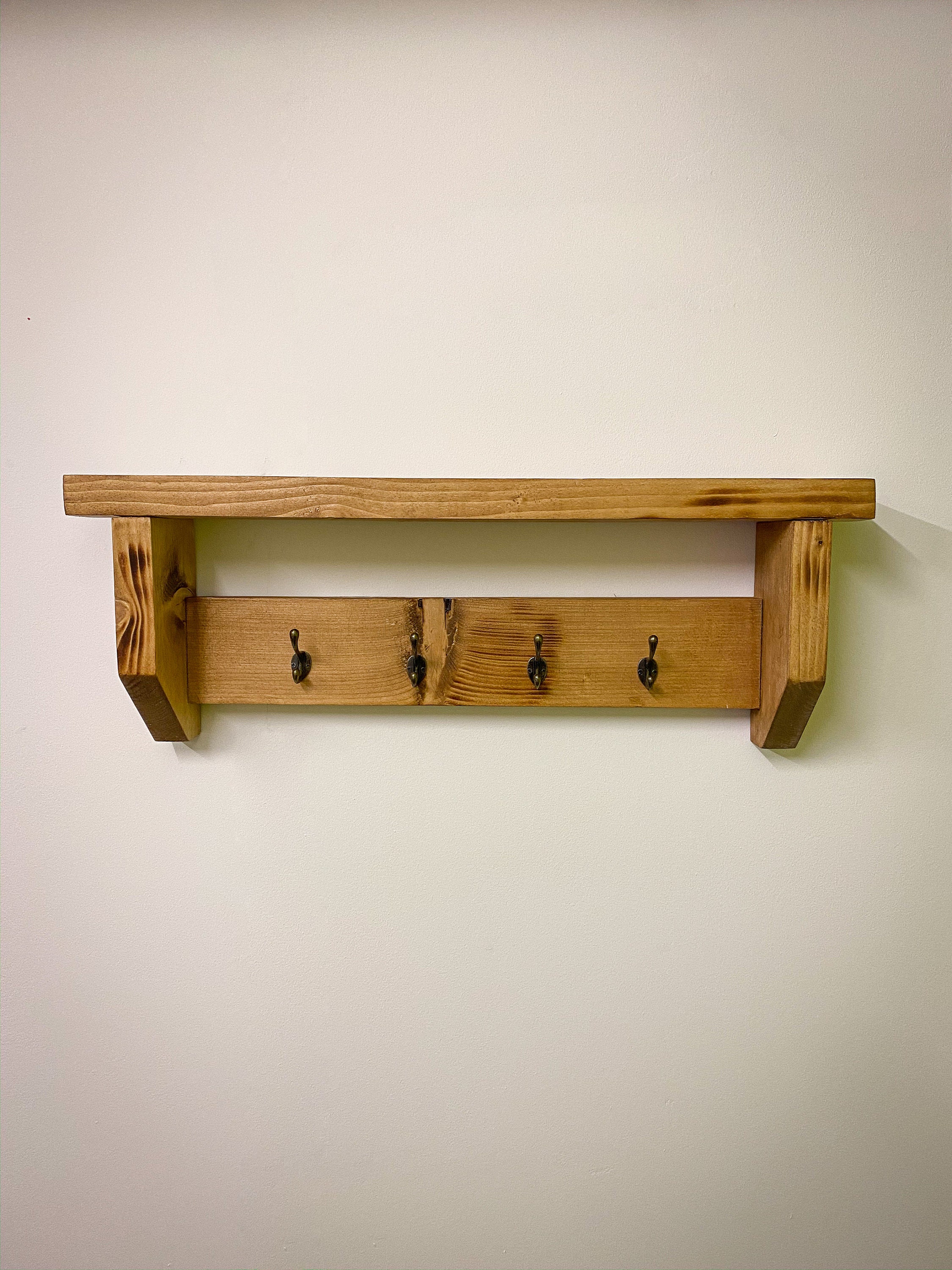 Handmade Rustic Wooden Coat Rack with Shelf Wooden Coat Etsy