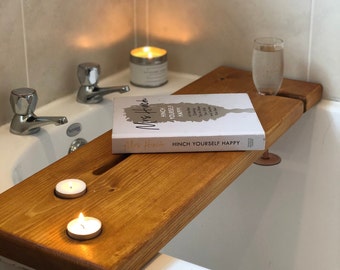 Bath Caddy | Rustic Wooden Bath Board | Bath Tray | Bath Shelf | Mrs Hinch Rustic Bath Board