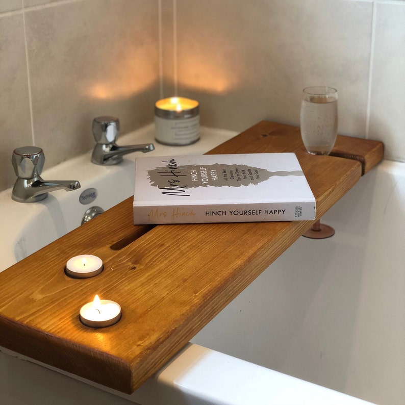 Rustic Bath Board / Handmade Wooden Bath Caddy / Bath Tray / Etsy UK