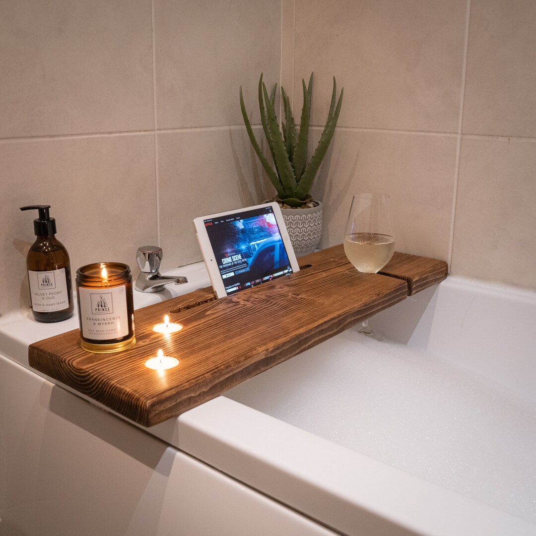 Bath Board Rustic Wooden Bath Caddy Bath Tray Bath BRIDGE Mrs Hinch ...