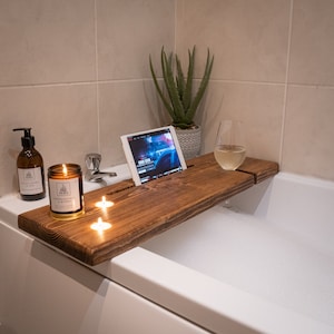 Bath Board | Rustic Wooden Bath Caddy | Bath Tray | Bath BRIDGE | Mrs Hinch Rustic Bath Board