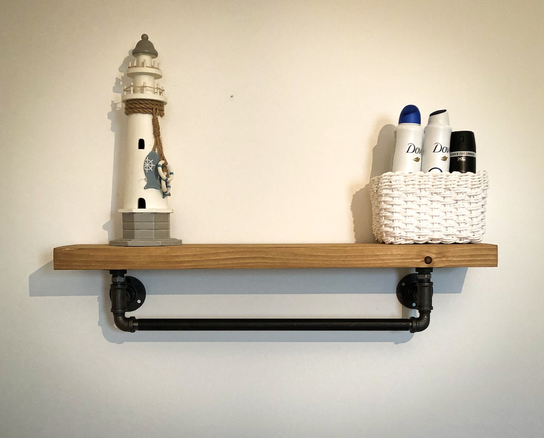 industrial-bathroom-towel-rail-with-wooden-shelf-bathroom-decor