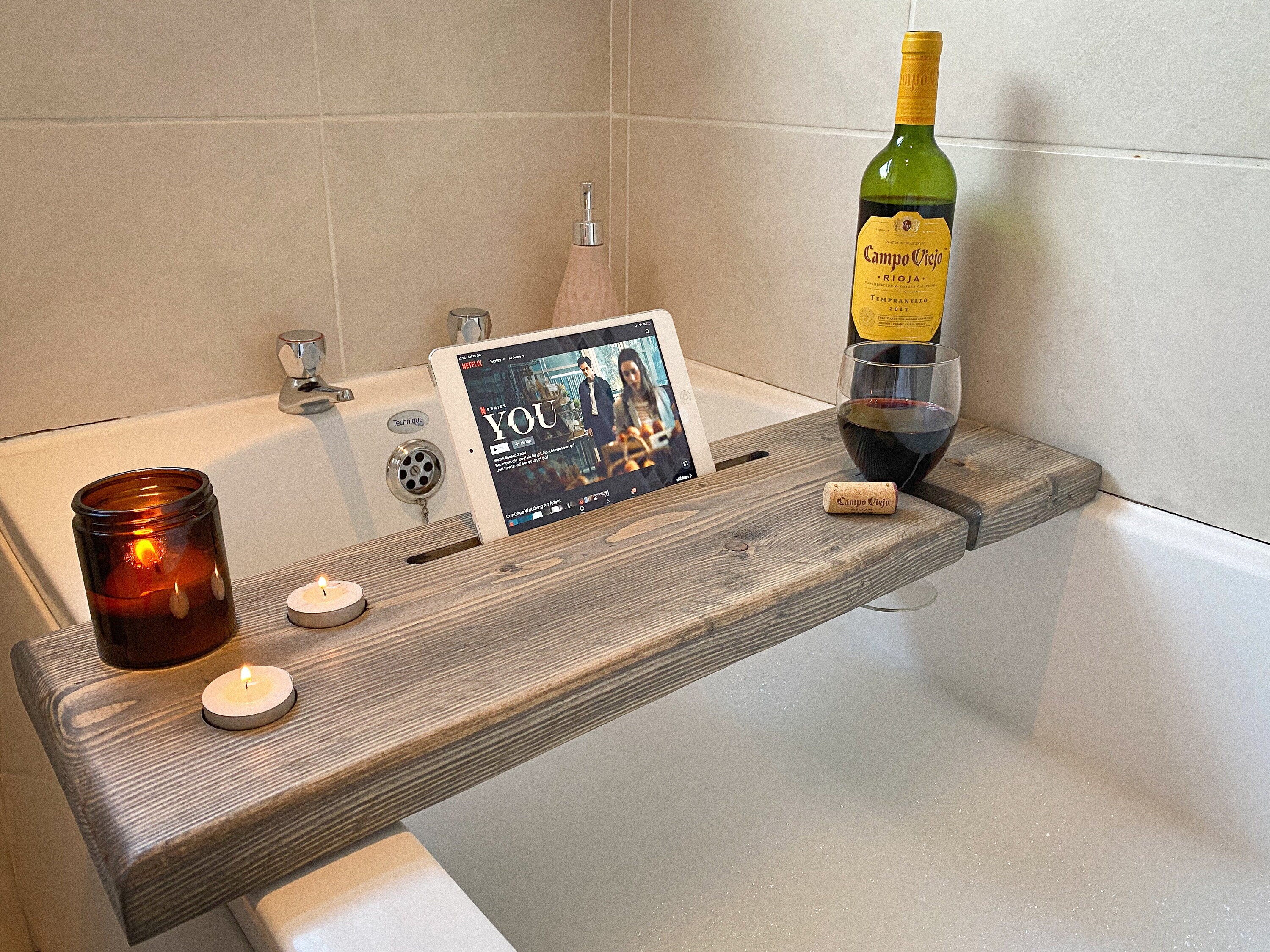 Rustic Bath Board | Wooden Caddy Tray Shelf Mrs Hinch