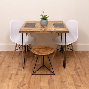 Square Dining Table | Rustic Wooden Dining Table with Hairpin Legs | Farmhouse Dining Table | Handmade Industrial Wooden Dining Table