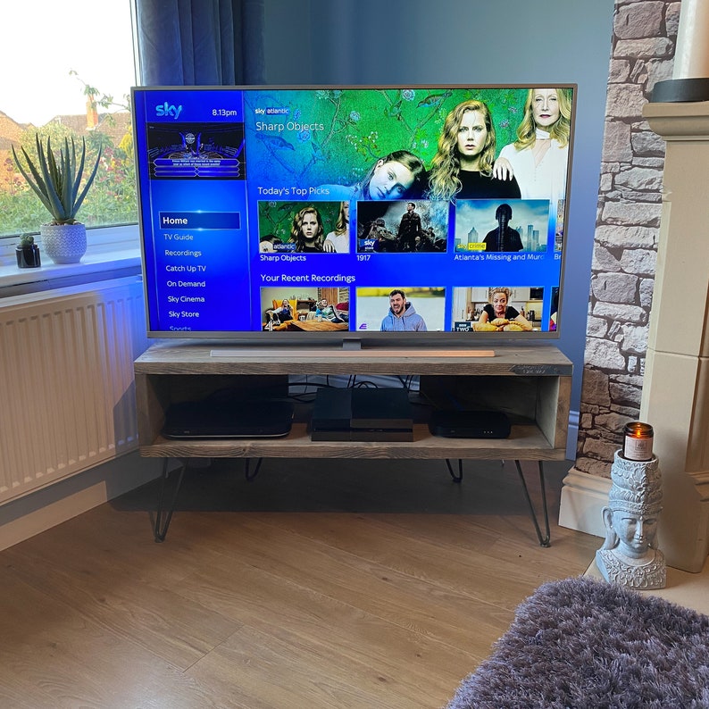 Corner TV Stand Rustic Wooden TV Unit Industrial Television Etsy UK