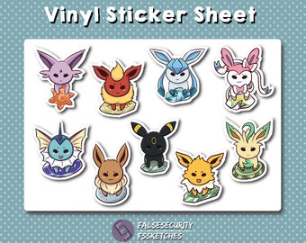 Eeveelution Stone Vinyl Sticker Sheet