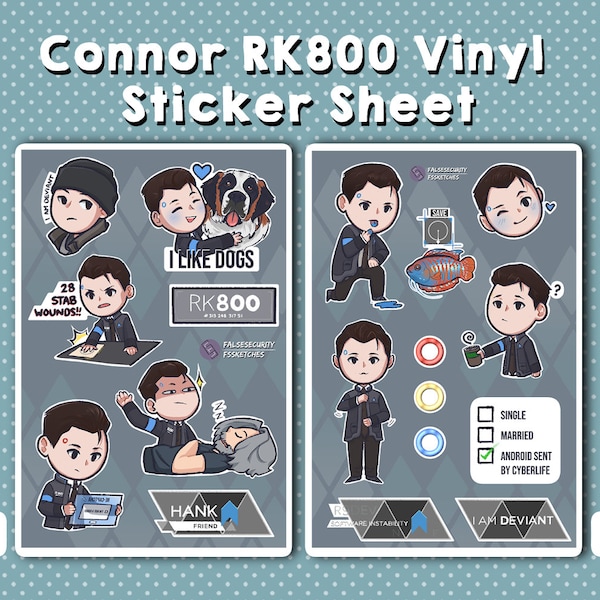 DBH Connor RK800 Vinyl Sticker Sheets