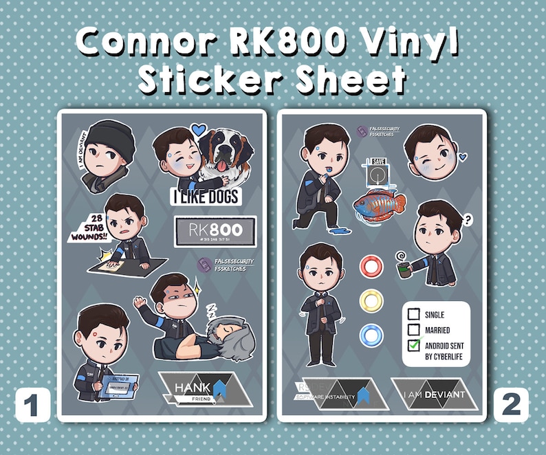 DBH Connor RK800 Vinyl Sticker Sheets image 1