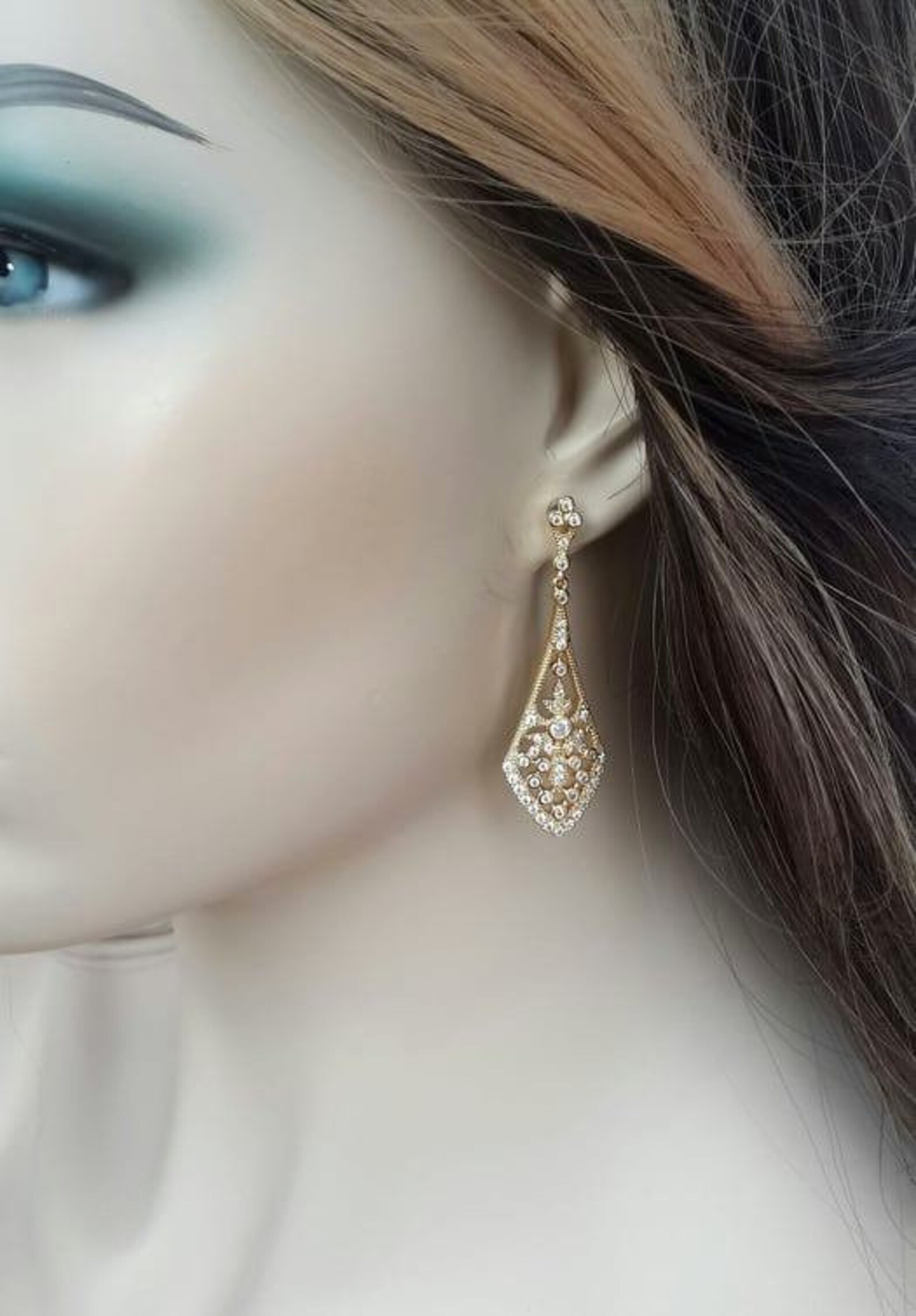 Gold Chandelier Earrings Gold Wedding Earrings Vintage Gold Etsy