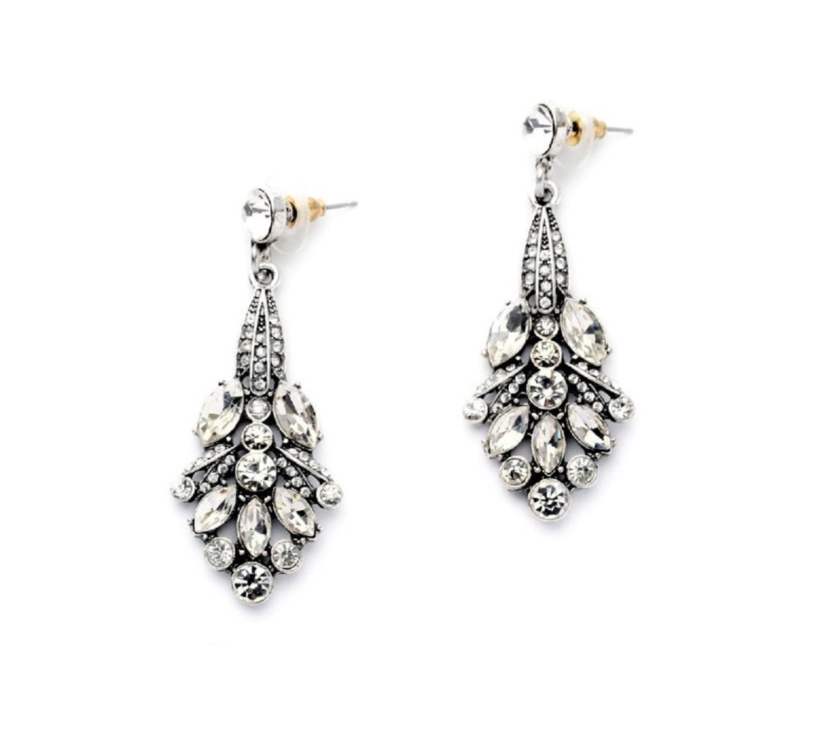 Art Deco Bridal Earrings Vintage Chandelier Earrings Vintage Etsy