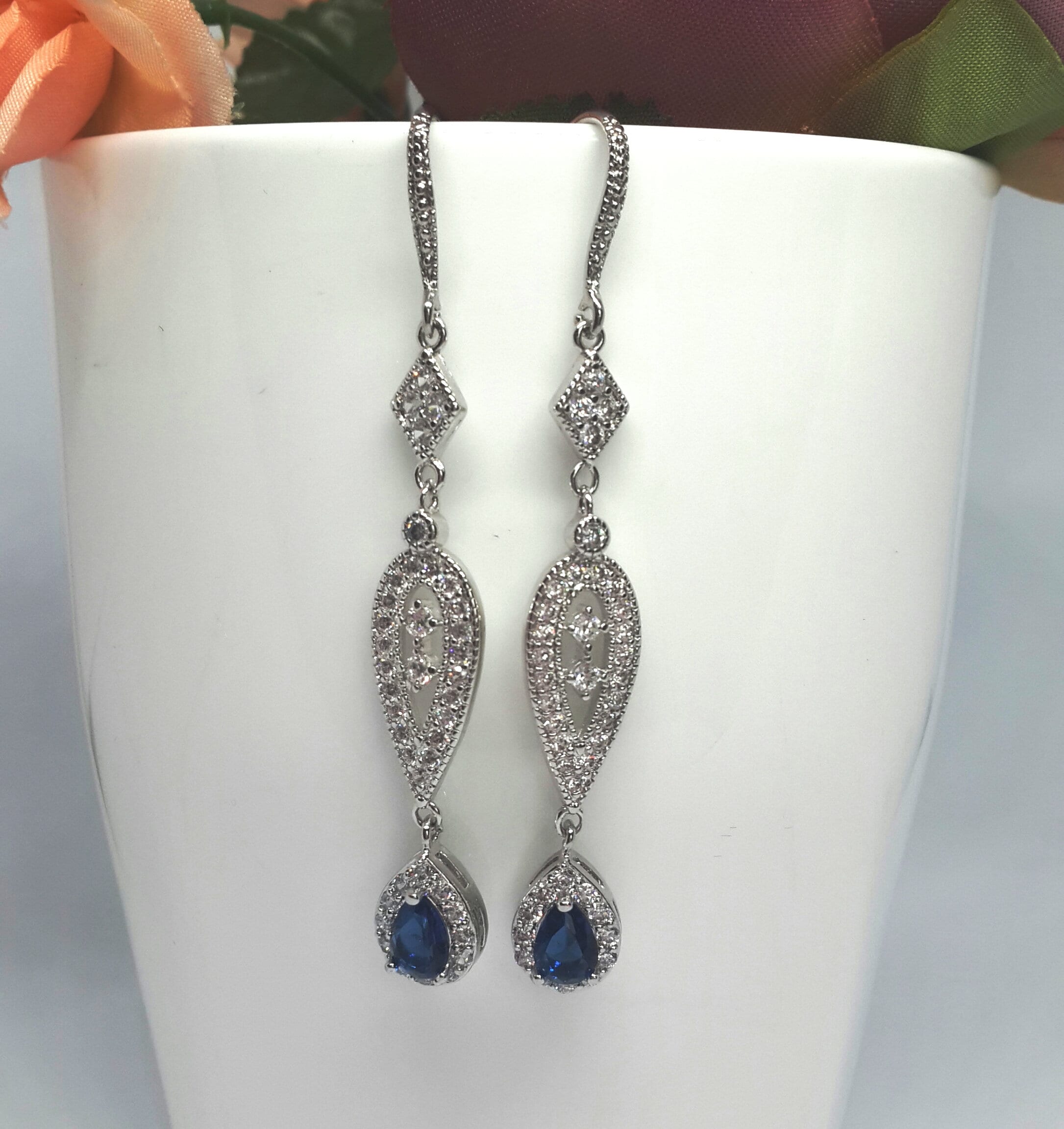 Pendientes de zafiro azul boda pendientes de zafiro novia Etsy