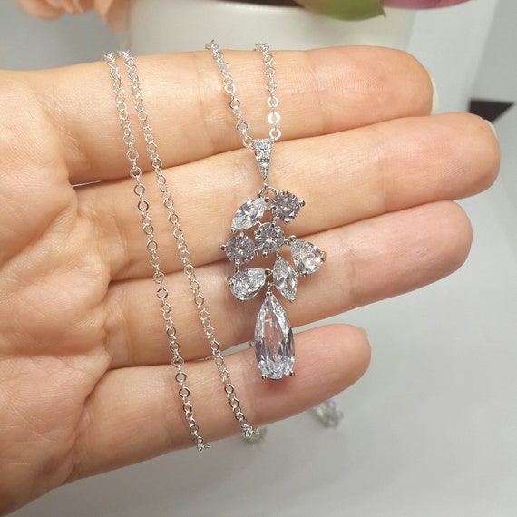 Cubic zirconia necklace wedding sale
