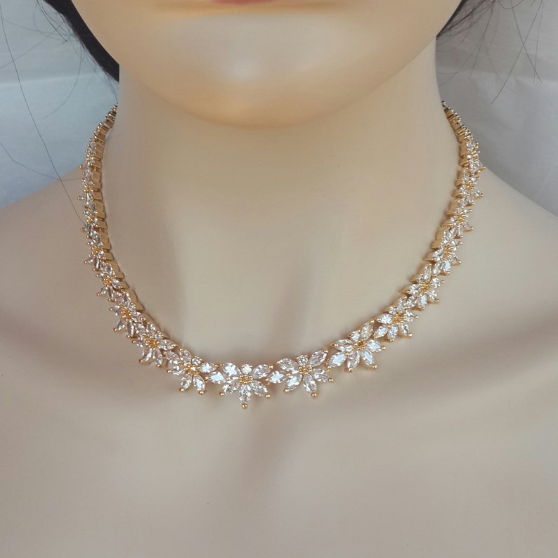 Gold Wedding Necklace Set Gold Bridal Jewelry Set Crystal - Etsy