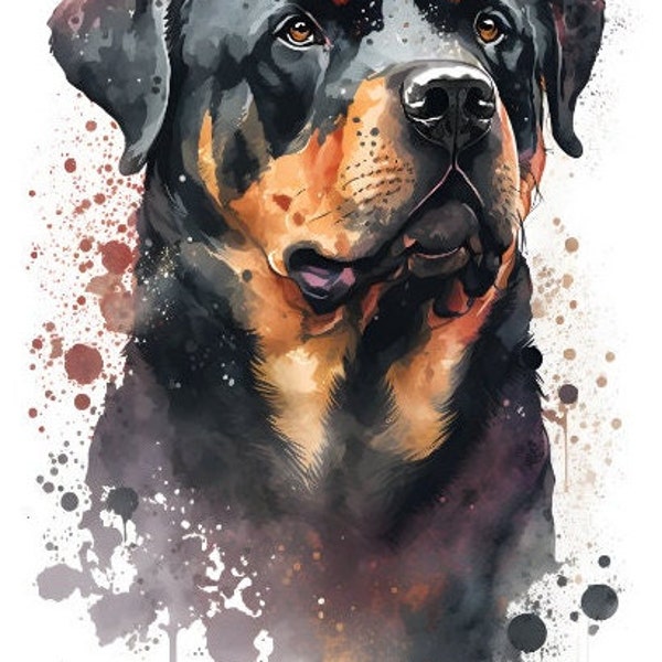 Bügelbild, Bügelmotiv, Hund, Rottweiler, Hundemotiv, Watercolor