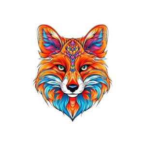 Colorful iron-on patch colorful fox mythical creature