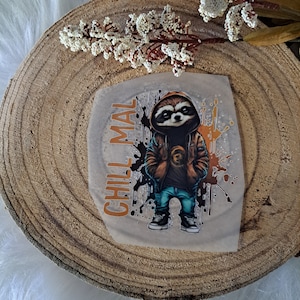 Image thermocollante colorée Chill times paresseux pour enfants et adultes, adaptée aux cartables, t-shirts, sacs, oreillers, pulls, vestes en jean