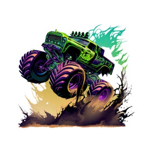Patch thermocollant Monster Truck coloré pour enfants et adultes, adapté aux cartables, T-shirts, sacs, oreillers, pulls, vestes en jean