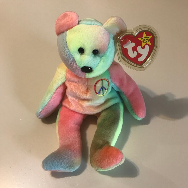 peace bear beanie baby