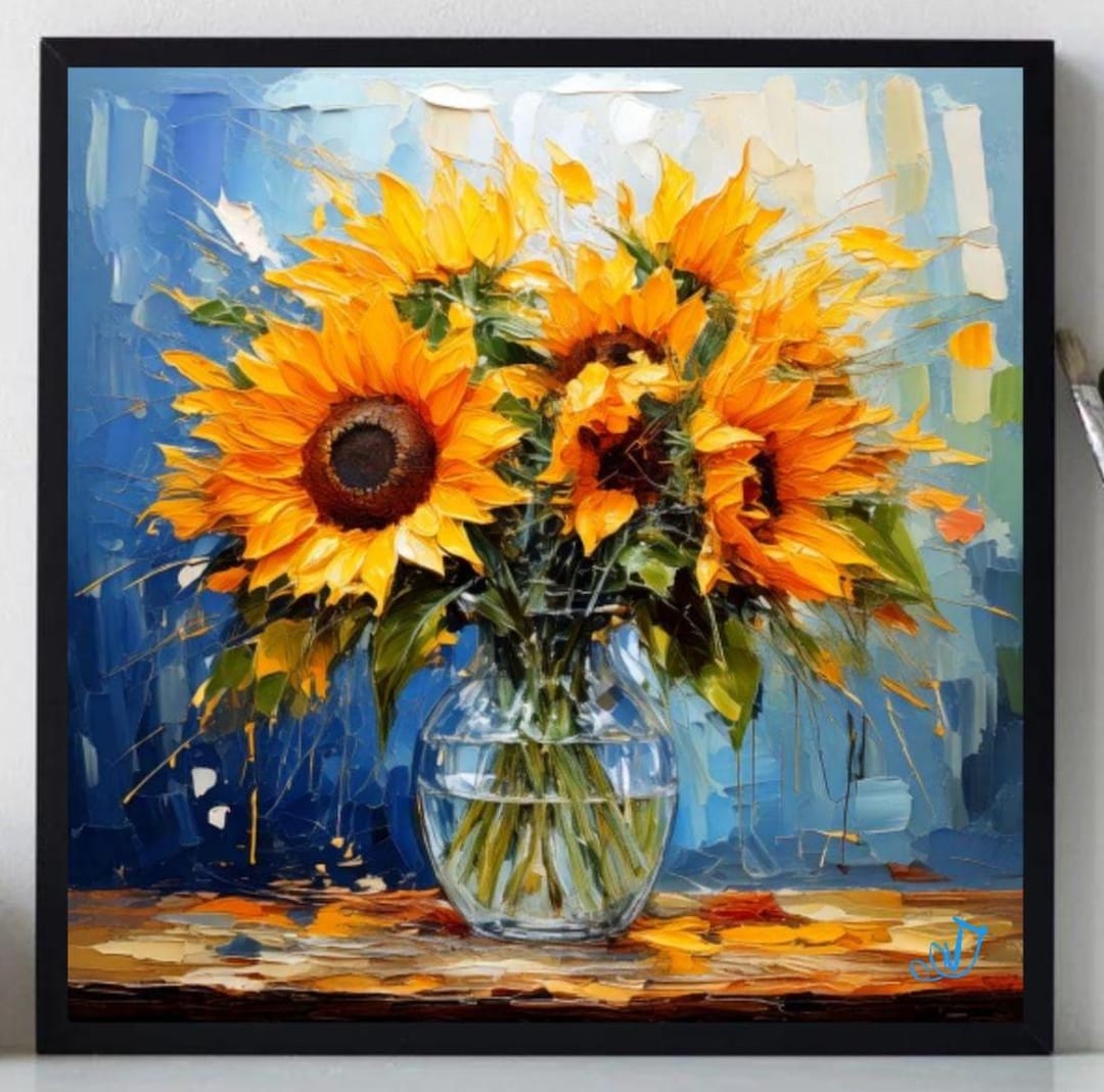 Sunflowers Painting ORIGINAL ART on Canvas Custom Order Textured Oil ...