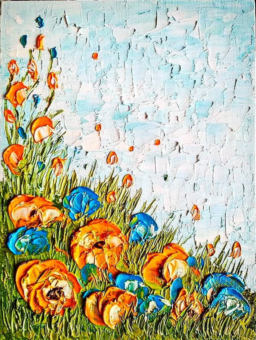 California Poppy Painting ORIGINAL Art 3D Textured Artwork Original ...