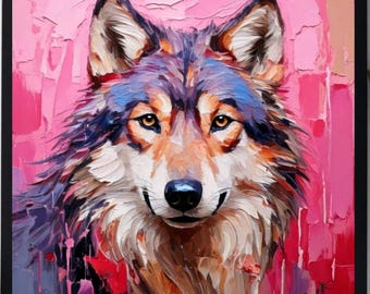 Wolf Painting ORIGINAL ART on Canvas Custom Order Textured Oil Artwork Animal Wall Decor Impasto