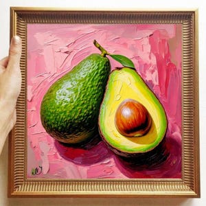 Avocado Painting ORIGINAL ART on Canvas Custom Order Textured Oil Artwork Kitchen Wall Decor Impasto Unique Gifts for Her