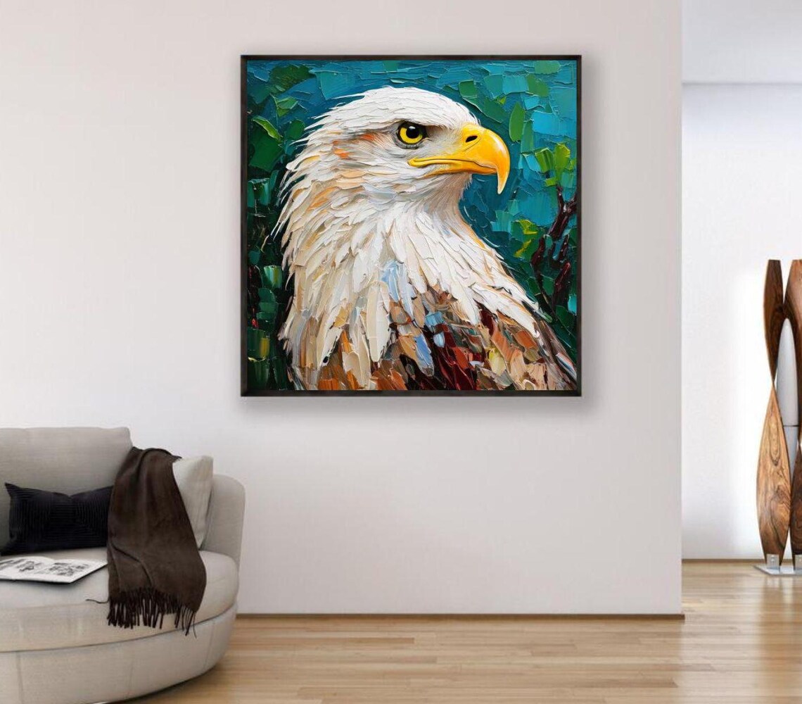 White Eagle Painting ORIGINAL ART on Canvas Custom Order Textured Oil ...
