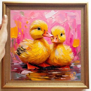 Geese ORIGINAL Painting on Canvas Custom Order Textured Oil Artwork  Impasto Kitchen Wall Decor Unique Gifts for her