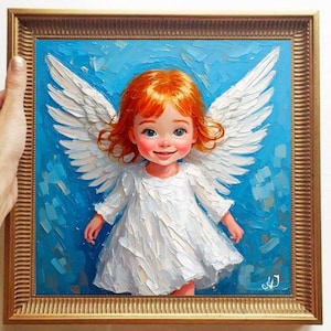 Angel Painting ORIGINAL ART on Canvas Custom Order Textured Oil Artwork Impasto Unique Gifts for Her Very Beautiful!