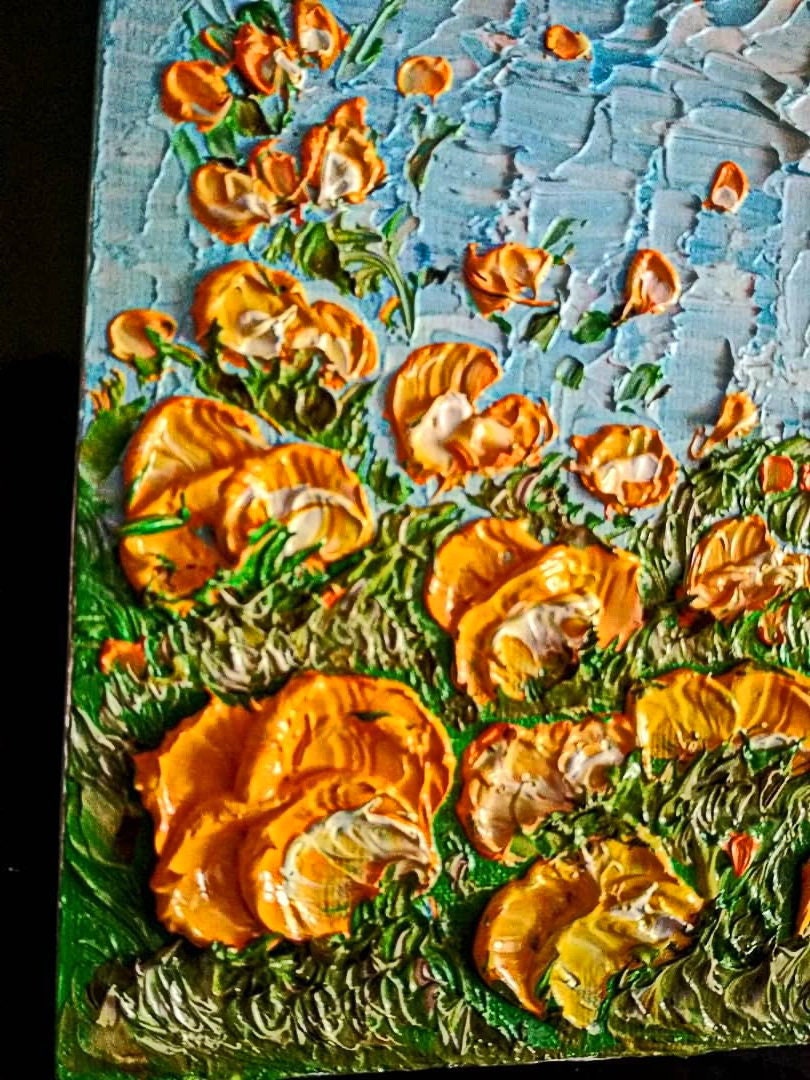 California Poppy Painting ORIGINAL Art on Canvas Custom Order Textured ...