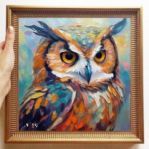 Owl Painting ORIGINAL ART on Canvas Custom Order Textured Oil Artwork Animal Wall Decor Impasto Unique Gifts for Her Very Beautiful!