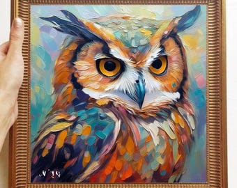 Owl Painting ORIGINAL ART on Canvas Custom Order Textured Oil Artwork Animal Wall Decor Impasto Unique Gifts for Her Very Beautiful!
