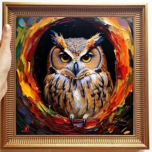 Owl Painting ORIGINAL ART on Canvas Custom Order Textured Oil Artwork Animal Wall Decor Impasto Unique Gifts for Her Very Beautiful!