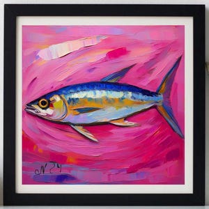 Sardine Painting ORIGINAL ART on Canvas Custom Order Textured Oil Artwork Kitchen Wall Decor Unique Gifts for Her