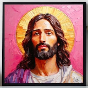 Jesus Christ Painting ORIGINAL ART on Canvas Textured Oil Artwork Impasto Unique Gifts for Her Very Beautiful!
