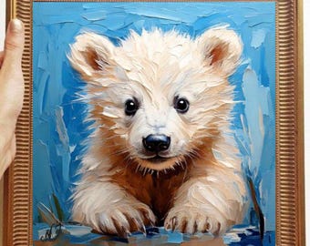 Textured Bear Oil Painting on Canvas: Impasto ORIGINAL Animal Artwork Custom Order