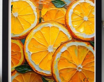 Lemon Painting ORIGINAL ART on Canvas Custom Order Textured Oil Artwork Kitchen Wall Decor Impasto