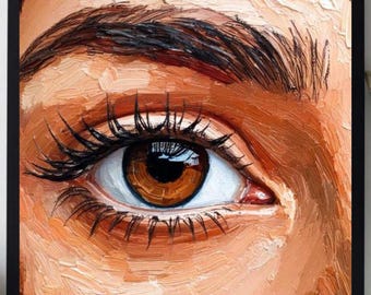 Pintura de ojos ARTE ORIGINAL sobre lienzo Pedido personalizado Obra de arte al óleo texturizada Impasto Regalos únicos para ella ¡Muy hermoso!