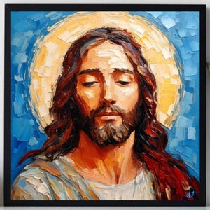 Jesus Christ  Painting ORIGINAL ART on Canvas Textured Oil Artwork Impasto Unique Gifts for Her Very Beautiful!