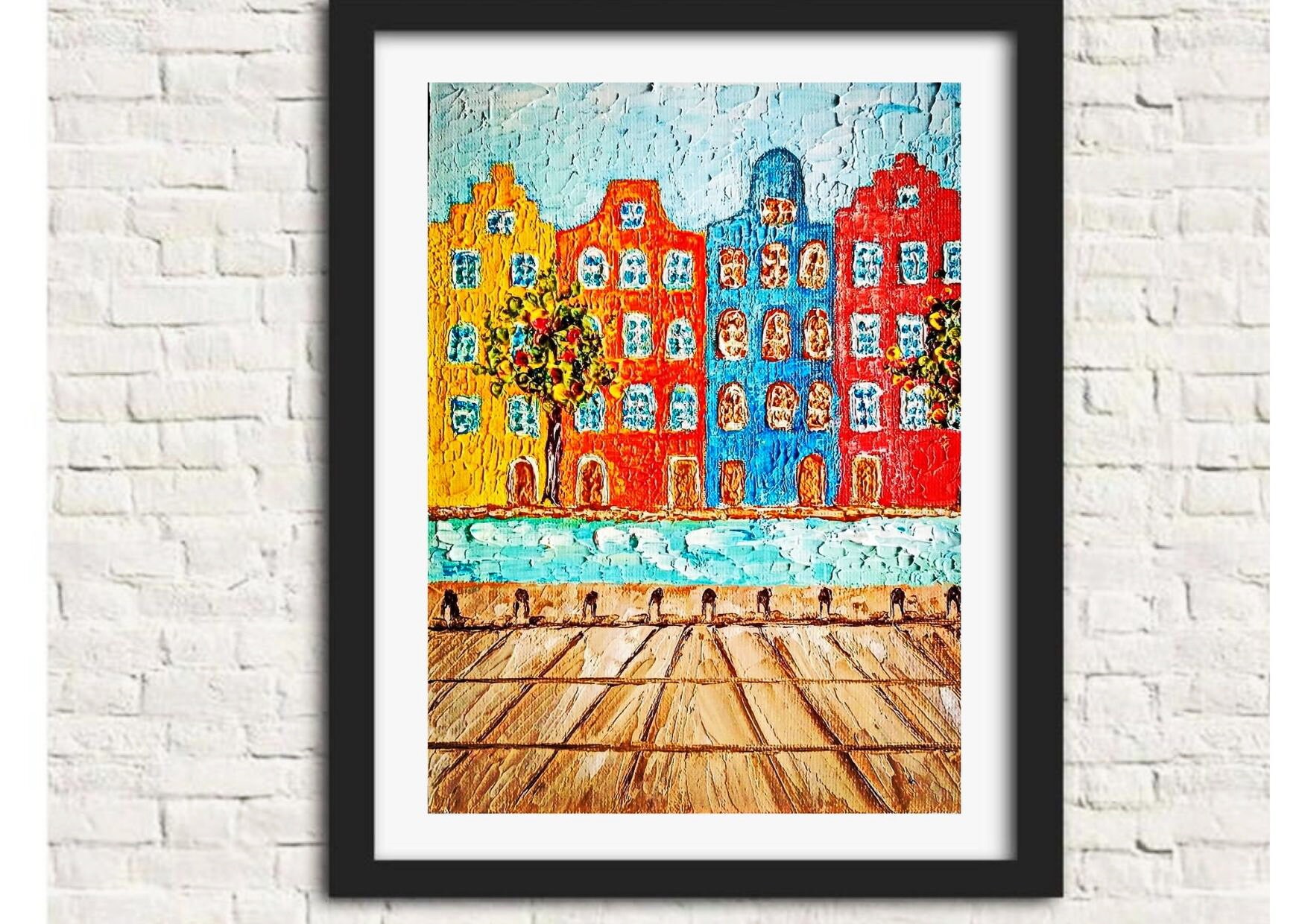 Amsterdam Wall Art ORIGINAL PAINTING Amsterdam Wall Decor Etsy