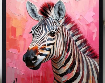 Zebra Painting Original Art on Canvas Custom Order Impasto Animal Wall Decor Textured Oil Artwork Unique Gifts for her