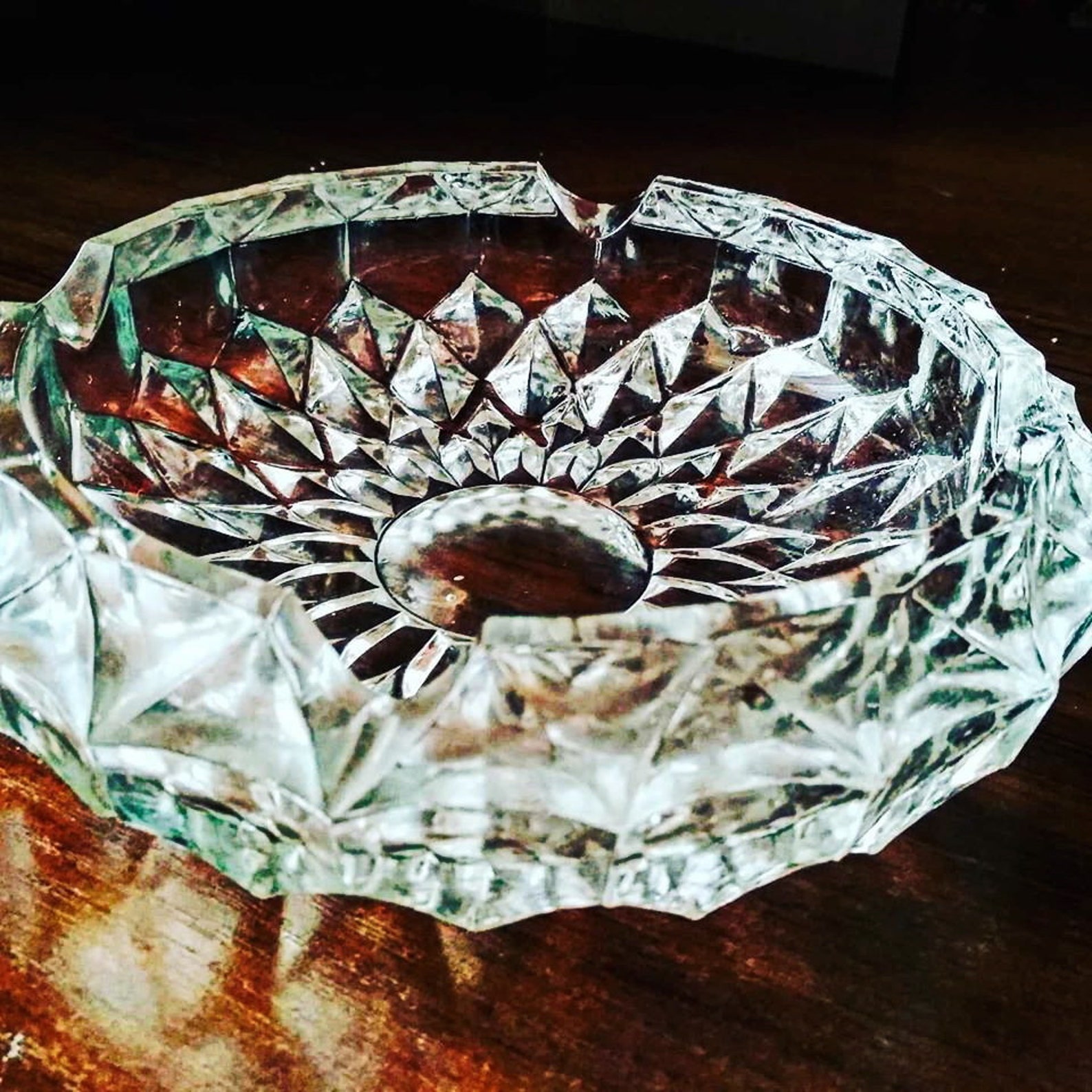 Crystal Ashtray Cigar Ashtray Large Ashtray Vintage Etsy