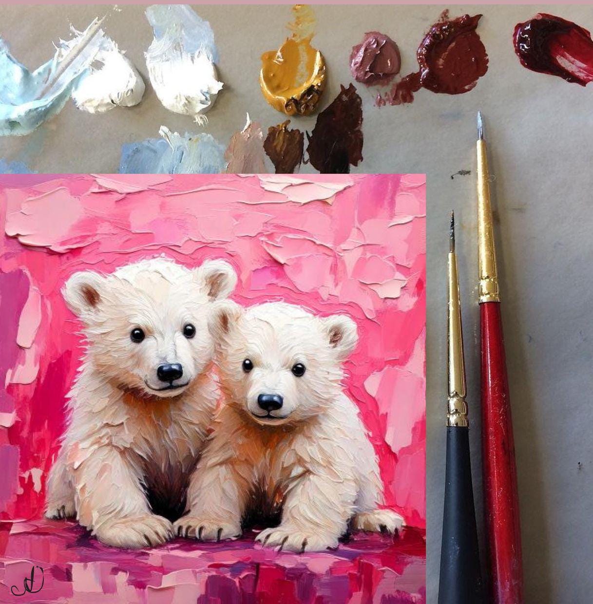 クマの絵画 キャンバスに描かれたオリジナルアート カスタムオーダー