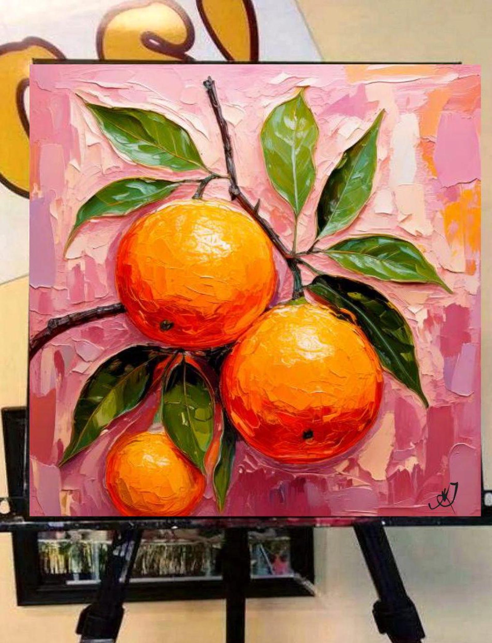 Orange Painting ORIGINAL ART on Canvas Custom Order Textured Oil ...
